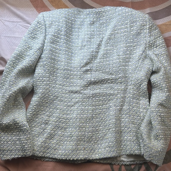 Ann Klein Pastel Green Blue Cream Tweed Jacket - Picture 10 of 13